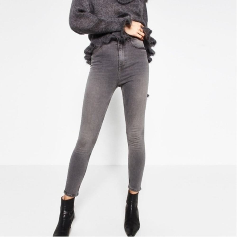 2/$30 ZARA Trafaluc Denimwear Skinny Jeans 6 Rinsed Gray High Rise Cropped #5365